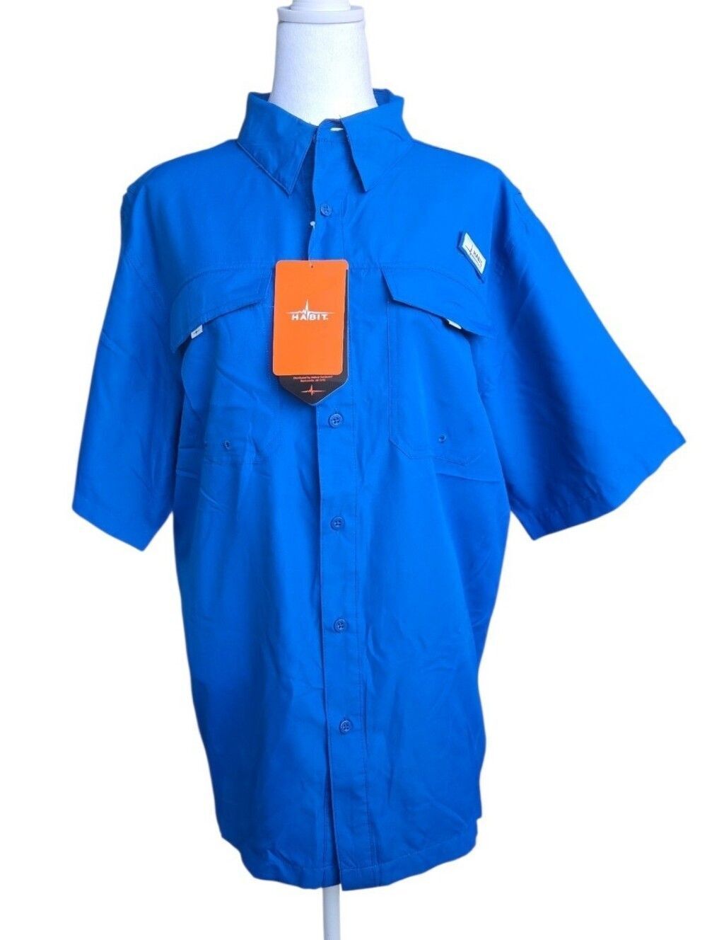 Habit Mens Size Large Electric Blue Vented Button Down Shirt